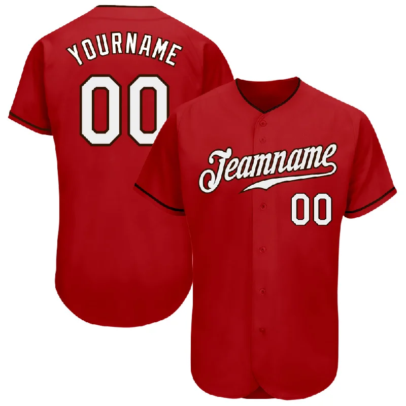 Baseball Jersey For Tough Conditions-Custom Red White-Brown Authentic Baseball Jersey