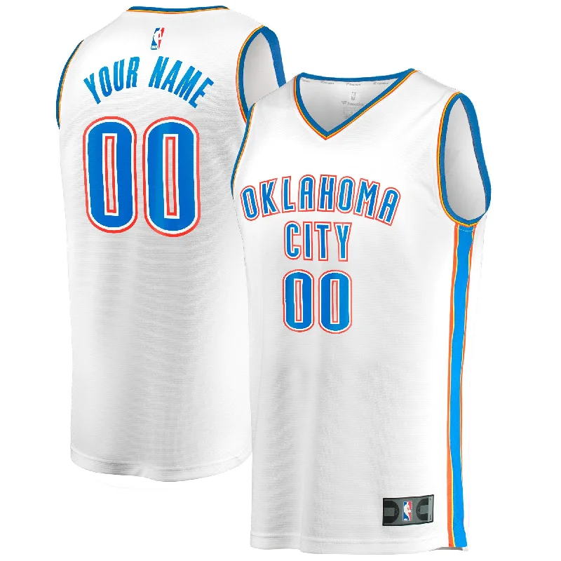 Personalized Basketball Jersey-Oklahoma City Thunder Branded Fast Break Custom Basketball Jersey - White - Association Edition