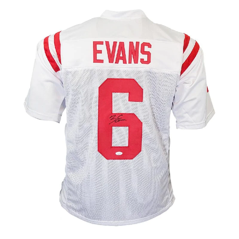 Rugby Jersey For Tough Conditions-Zach Evans Signed Ole Miss College White Football Jersey (JSA)