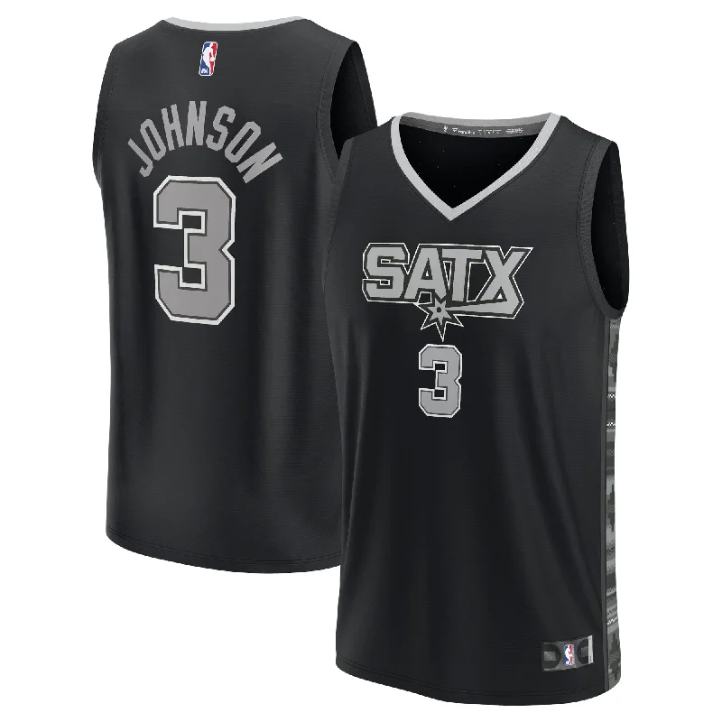 Basketball Jersey For Sports Fans Custom Apparel-Keldon Johnson San Antonio Spurs Branded Fast Break Player Basketball Jersey - Statement Edition - Black