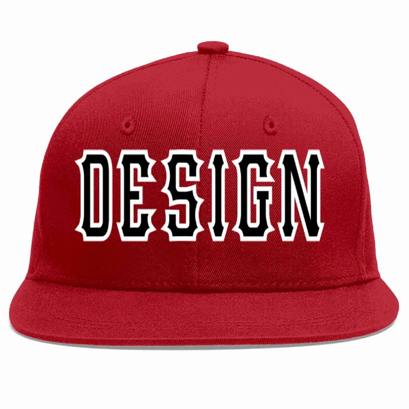 Baseball Cap With Comfort Fit-Custom Red Black-White Flat Eaves Sport Baseball Cap Design for Men/Women/Youth