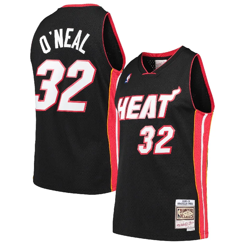 Basketball Jersey For Personalized Gifts-Shaquille O'neal Miami Heat Hardwood Classics Swingman Basketball Jersey - Black