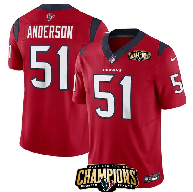 Football Jersey For Competitive Football Teams-Men's Houston Texans #51 Will Anderson Jr. Red 2023 F.U.S.E. AFC South Champions Patch Vapor Untouchable Limited Football Stitched Jersey