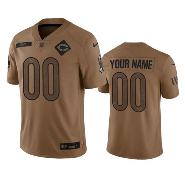 Football Jersey With Unique Sleeves and Design-Men's Chicago Bears Active Player Custom 2023 Brown Salute To Service Limited Football Stitched Jersey