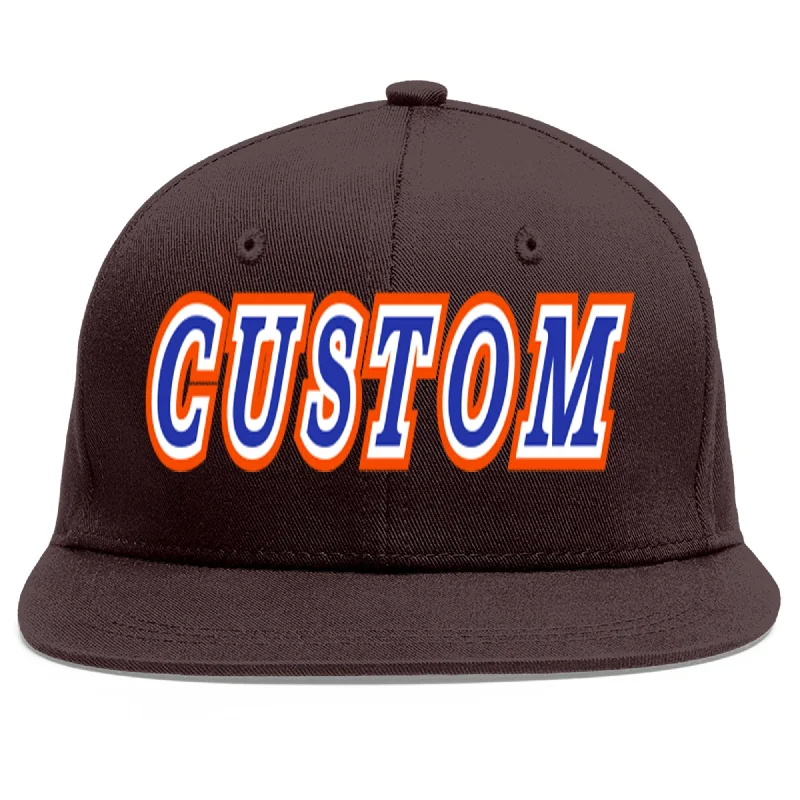 Baseball Cap With Modern Style-Custom Brown Royal-White Flat Eaves Sport Baseball Cap