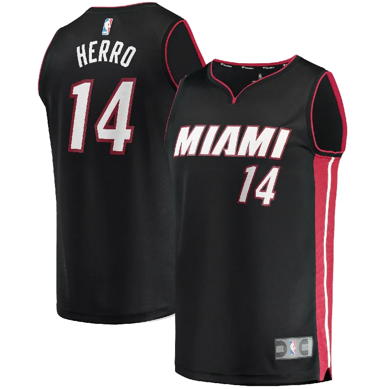 Basketball Jersey For School Spirit-Tyler Herro Miami Heat Branded Fast Break Basketball Jersey Black - Icon Edition