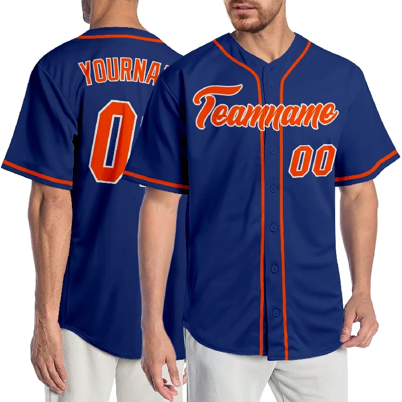 Baseball Jersey With Custom Sizing-Custom Royal Orange-White Authentic Baseball Jersey