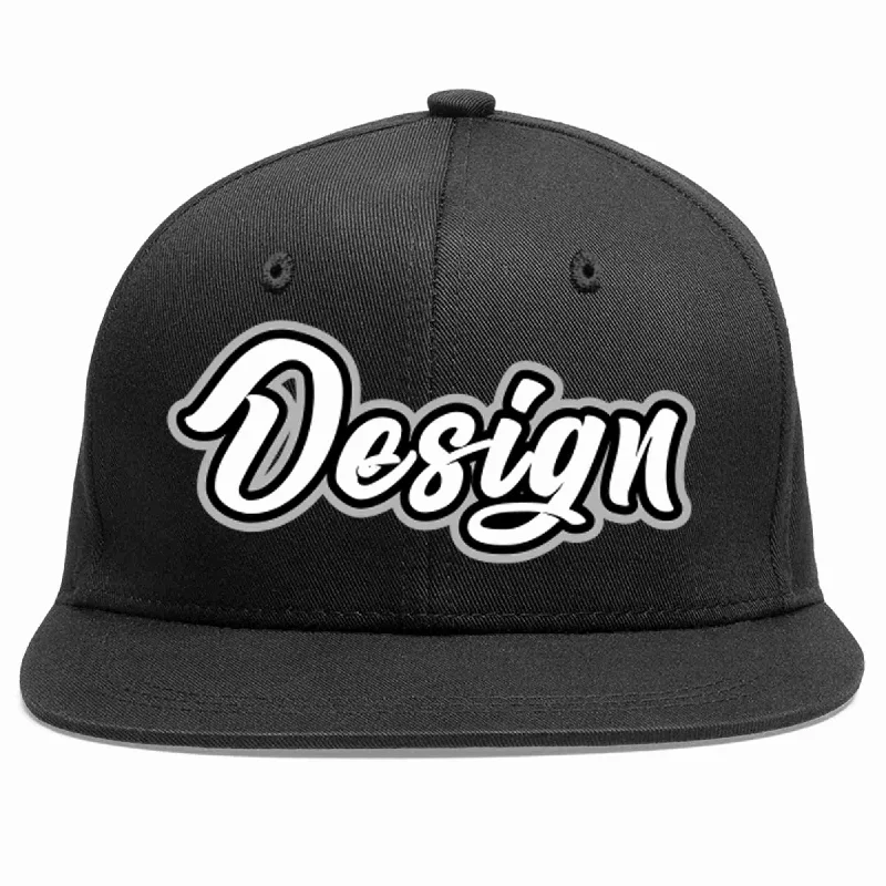 Baseball Cap For Summer-Custom Black White-Black Flat Eaves Sport Baseball Cap Design for Men/Women/Youth