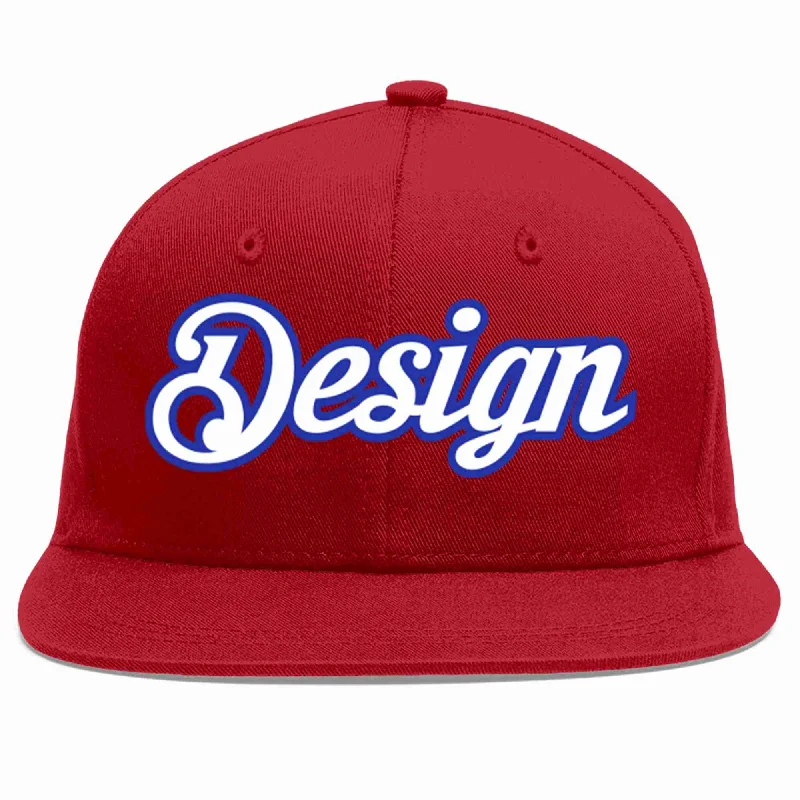 Baseball Cap For Casual Weekend Wear-Custom Red White-Royal Flat Eaves Sport Baseball Cap Design for Men/Women/Youth