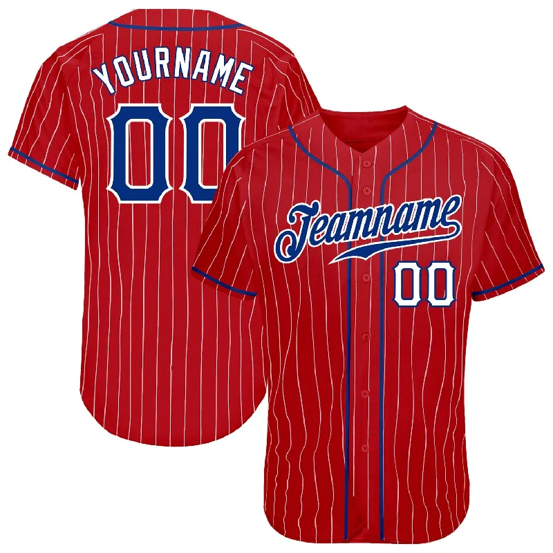 Baseball Jersey For Baseball Group Orders-Custom Red White Pinstripe Royal-White Authentic Baseball Jersey