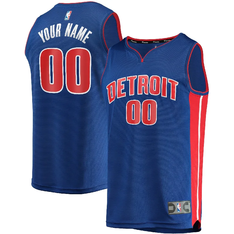 Basketball Jersey For Custom Event Teams-Detroit Pistons Branded Fast Break Custom Basketball Jersey Blue - Icon Edition