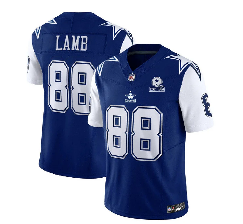 Football Jersey With Color Customization-Men's Dallas Cowboys #88 CeeDee Lamb Navy 2023 F.U.S.E. With 1960 Patch Vapor Limited Football Stitched Jersey