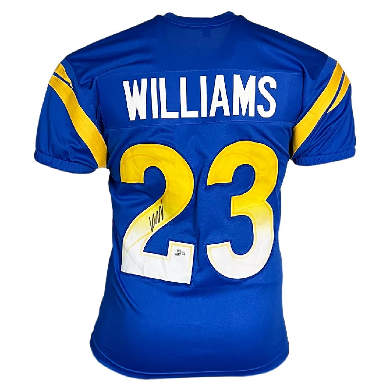 Rugby Jersey For Family Reunion Apparel-Kyren Williams Signed Los Angeles Blue Two-Tone Numbers Football Jersey (Beckett)