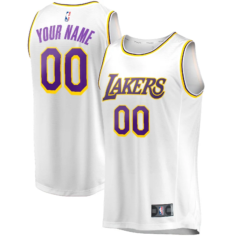 Basketball Jersey For Custom Event Apparel-Los Angeles Lakers Branded Fast Break Custom Basketball Jersey - Association Edition - White