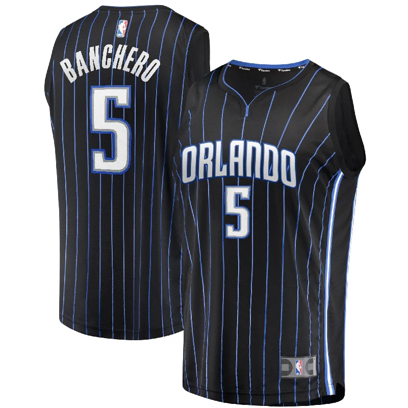 Basketball Jersey For Team Sponsorship-Paolo Banchero Orlando Magic Branded Fast Break Player Basketball Jersey - Icon Edition - Black