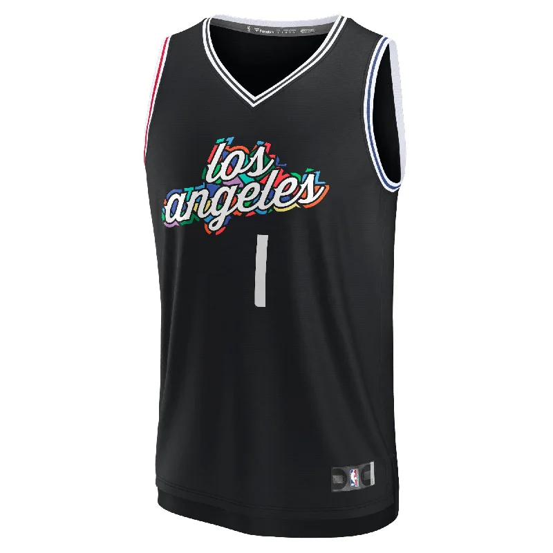 Basketball Jersey For Group Merchandise Orders-Reggie Jackson La Clippers Branded Fastbreak Basketball Jersey - City Edition - Black