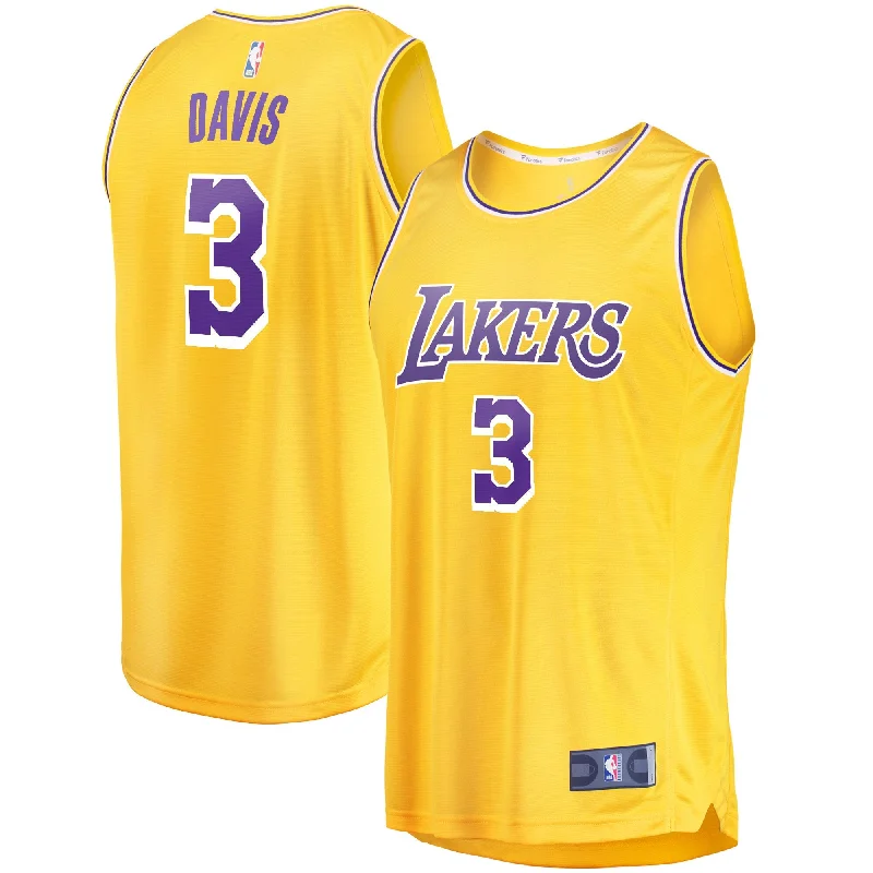 Basketball Jersey For Special Team Projects-Anthony Davis Los Angeles Lakers Branded Fast Break Player Basketball Jersey - Icon Edition - Gold