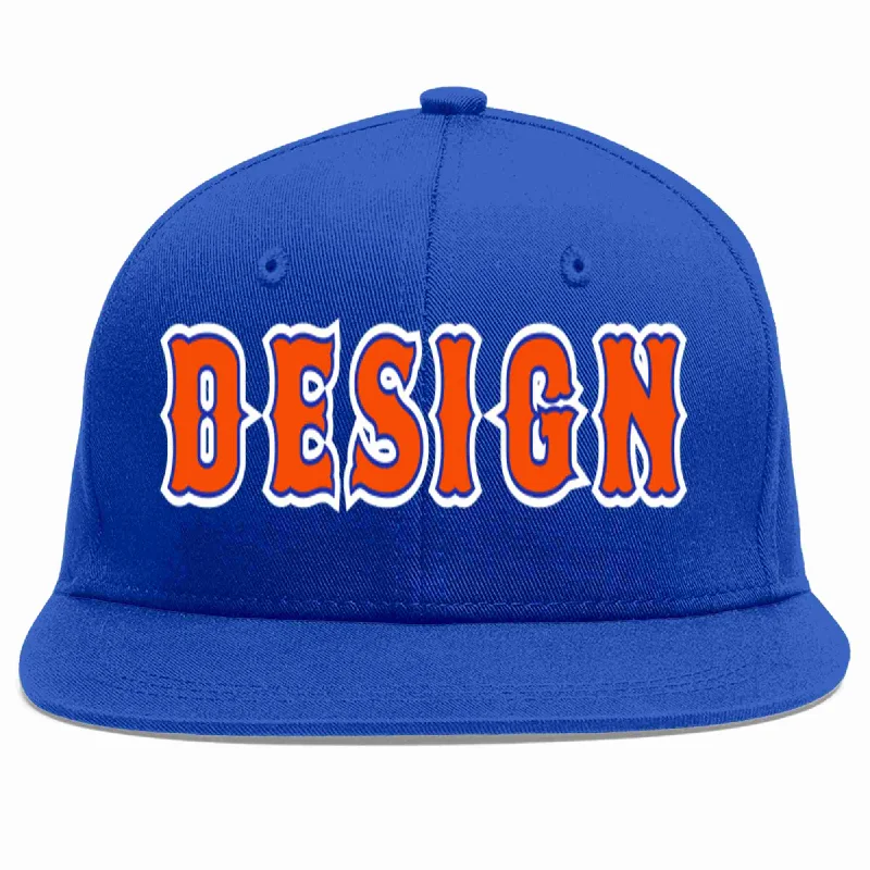 Baseball Cap For Collectors-Custom Royal Orange-Royal Flat Eaves Sport Baseball Cap Design for Men/Women/Youth