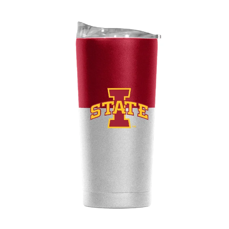 Team Mug With Custom Message-Iowa State 20oz Colorblock White Powder Coat Tumbler