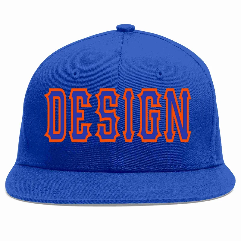 Baseball Cap For Casual Fashion-Custom Royal Royal-Orange Flat Eaves Sport Baseball Cap Design for Men/Women/Youth