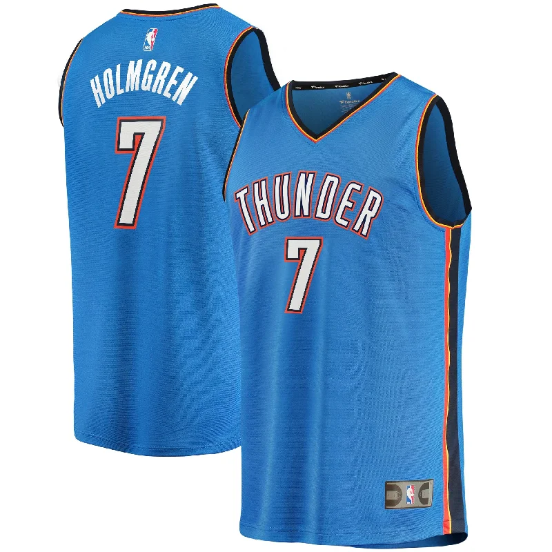 Personalized Basketball Jersey For School Apparel-Chet Holmgren Oklahoma City Thunder Branded 2022 Draft First Round Pick Fast Break Player Basketball Jersey - Icon Edition - Blue