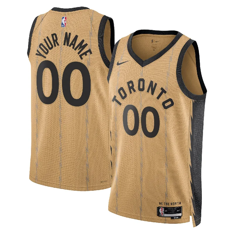 Basketball Jersey With Logo-Toronto Raptors Unisex 2023/24 Custom Swingman Basketball Jersey - Gold - City Edition