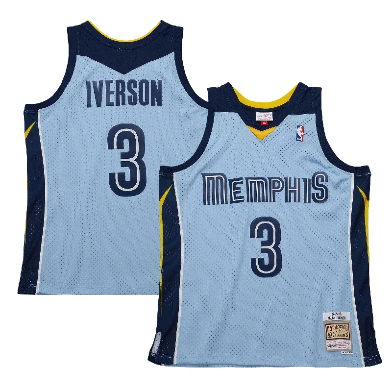 Basketball Jersey For Corporate Events-Allen Iverson Memphis Grizzlies 2009/10 Hardwood Classics Swingman Basketball Jersey - Light Blue