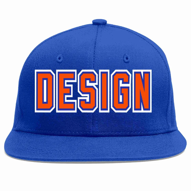 Baseball Cap For Custom Apparel-Custom Royal Orange-Royal Flat Eaves Sport Baseball Cap Design for Men/Women/Youth