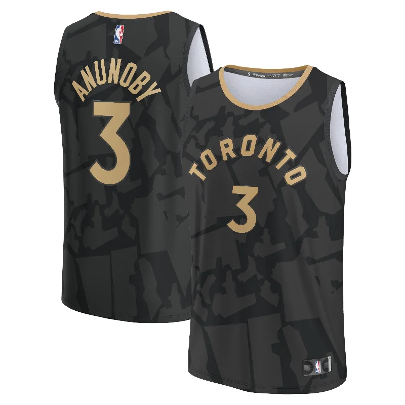 Basketball Jersey With Custom Player Names-Og Anunoby Toronto Raptors Branded Fastbreak Basketball Jersey - City Edition - Black