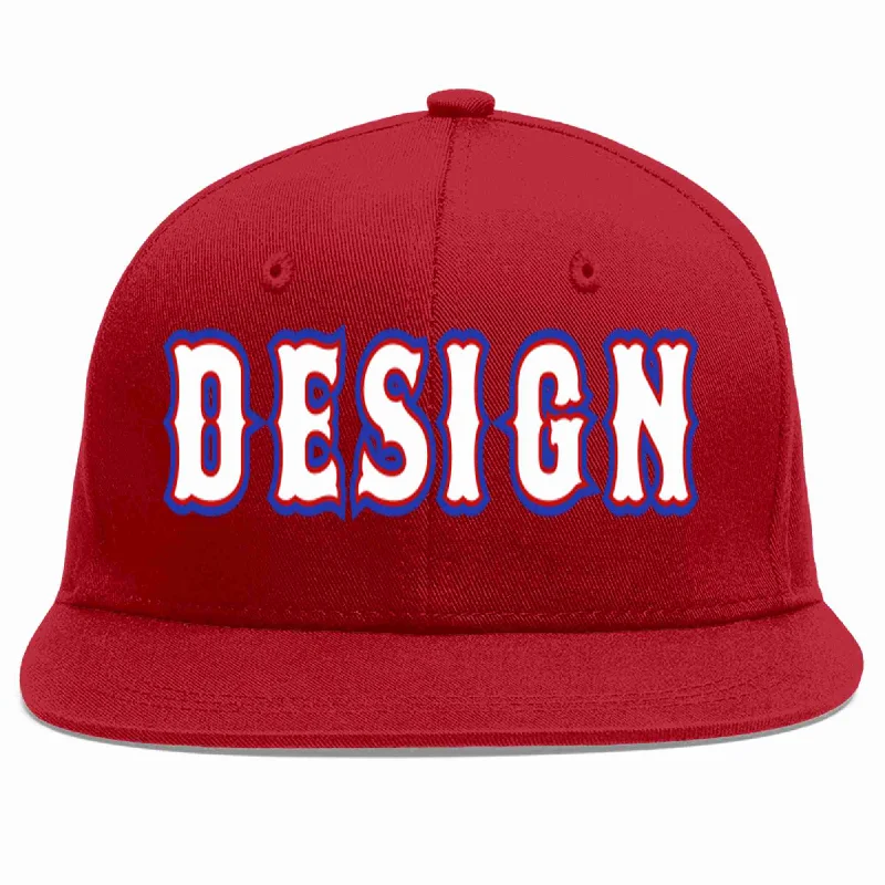 Baseball Cap For Stylish Streetwear-Custom Red White-Red Flat Eaves Sport Baseball Cap Design for Men/Women/Youth