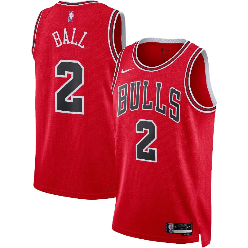 Basketball Jersey For Casual and Sports Events-Lonzo Ball Chicago Bulls Unisex Swingman Basketball Jersey - Icon Edition - Red