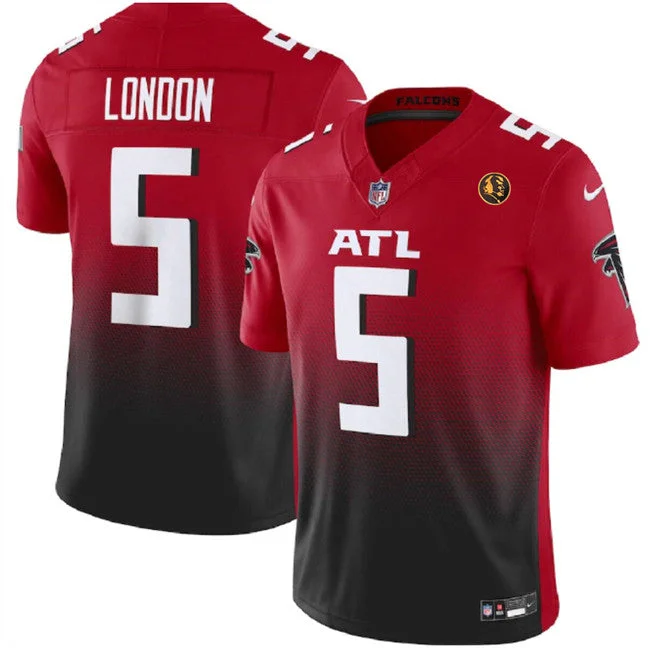 Football Jersey For Group Apparel Orders-Men's Atlanta Falcons #5 Drake London Red/Black 2023 F.U.S.E. With John Madden Patch Vapor Limited Football Stitched Jersey