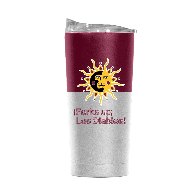 Team Mug With Custom Artwork Designs-Arizona State Hispanic Heritage Los Diablos 20oz Colorblock Powder Coat Tumbler