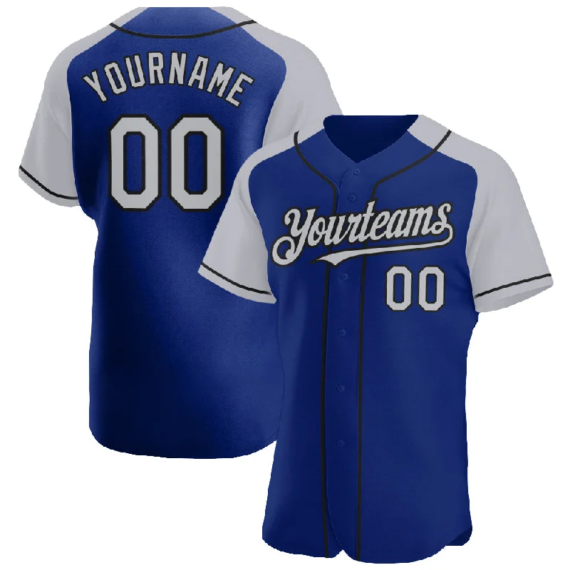 Baseball Jersey For Custom Fashion Designs-Custom Royal Gray-Black Authentic Raglan Sleeves Baseball Jersey