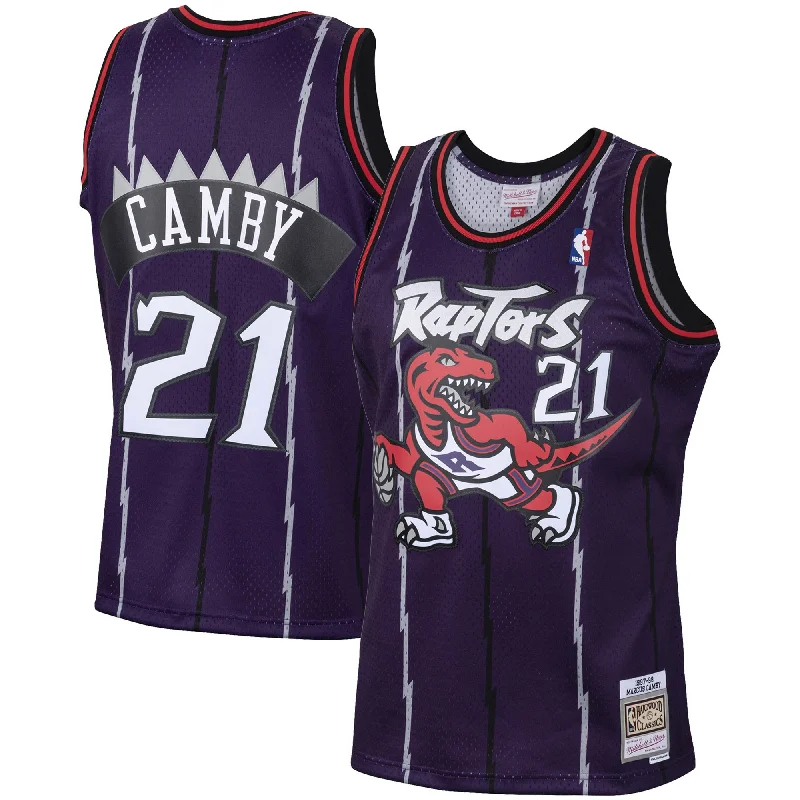 Basketball Jersey With Sublimation Printing-Marcus Camby Toronto Raptors 2001/02 Hardwood Classics Swingman Basketball Jersey - Purple