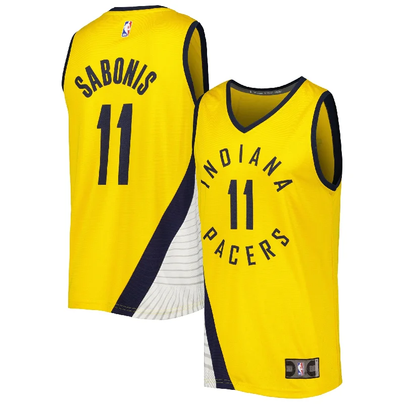 Basketball Jersey With Player Number-Domantas Sabonis Indiana Pacers Branded Fast Break Player Basketball Jersey - Statement Edition - Gold