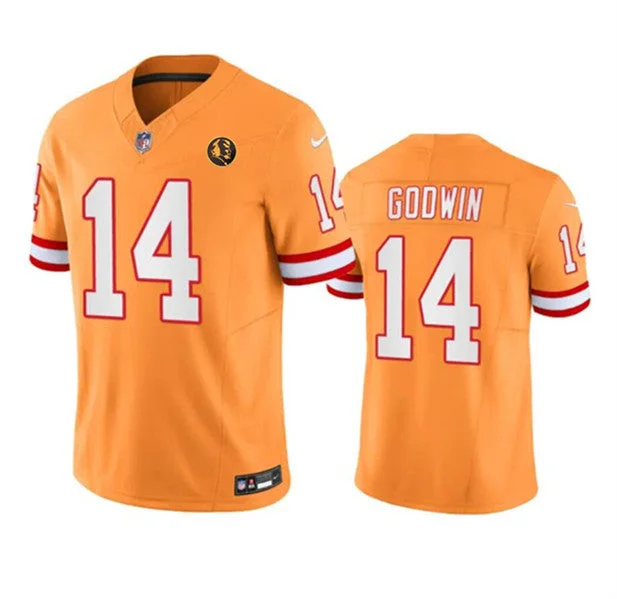 Football Jersey With Professional Design Details-Men's Tampa Bay Buccaneers #14 Chris Godwin Orange 2023 F.U.S.E. Throwback With John Madden Patch Vapor Limited Football Stitched Jersey