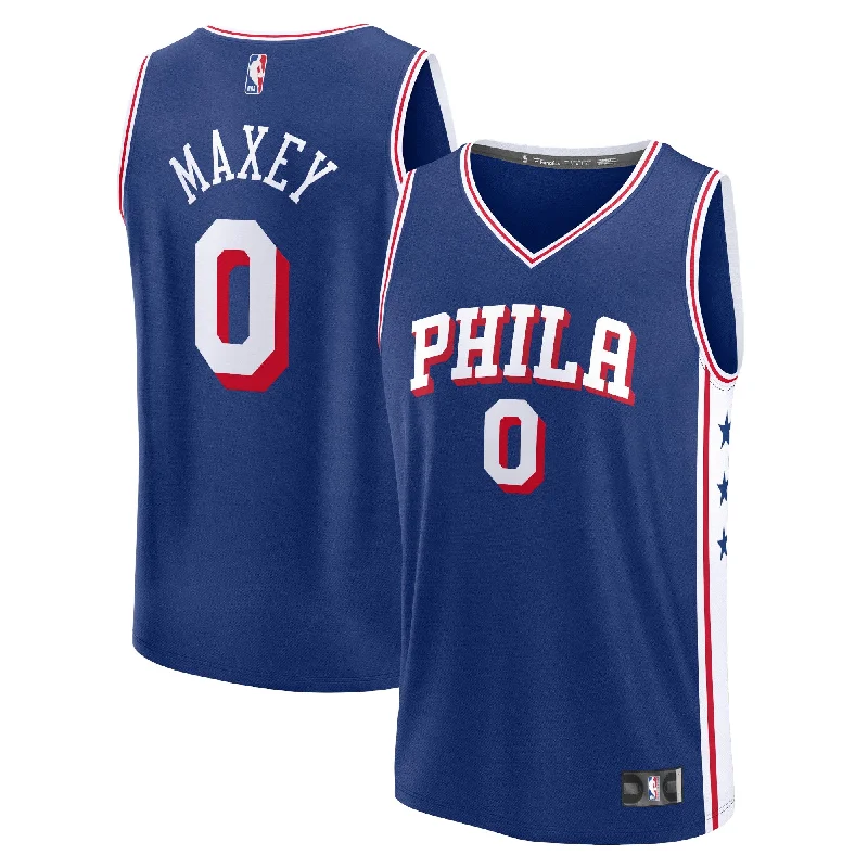 Basketball Jersey With Stretchable Fabric-Tyrese Maxey Philadelphia 76ers Branded Fast Break Basketball Jersey - Icon Edition - Royal