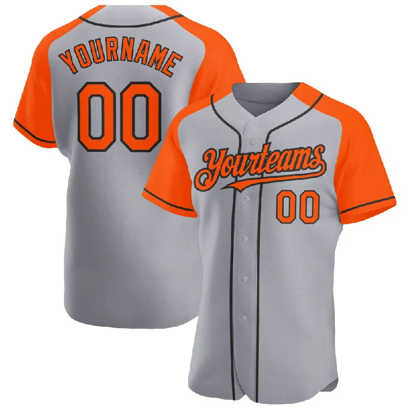 Baseball Jersey For Baseball Enthusiast Gifts-Custom Gray Orange-Black Authentic Raglan Sleeves Baseball Jersey