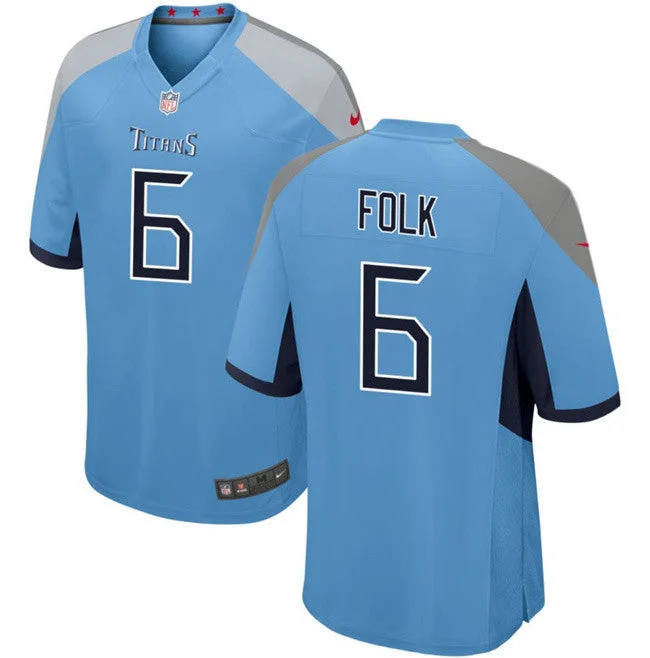 Football Jersey For Sale-Men's Tennessee Titans #6 Nick Folk Light Blue Football Stitched Game Jersey