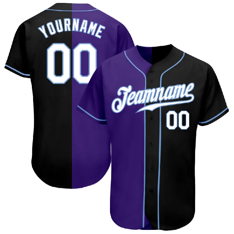 Baseball Jersey For Marketing-Custom Black White-Purple Authentic Split Fashion Baseball Jersey