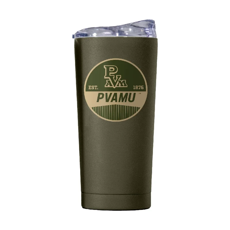 Team Mug For Custom Orders-Prairie View A&M 20oz Olive Badge Powder Coat Tumbler