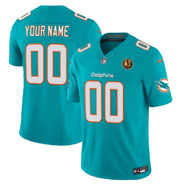 Football Jersey With Player Name-Men's Miami Dolphins Active Player Custom Aqua 2023 F.U.S.E. With John Madden Patch Vapor Limited Football Stitched Jersey