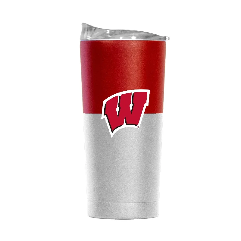 Team Mug For Custom Merchandise-Wisconsin 20oz Colorblock White Powder Coat Tumbler