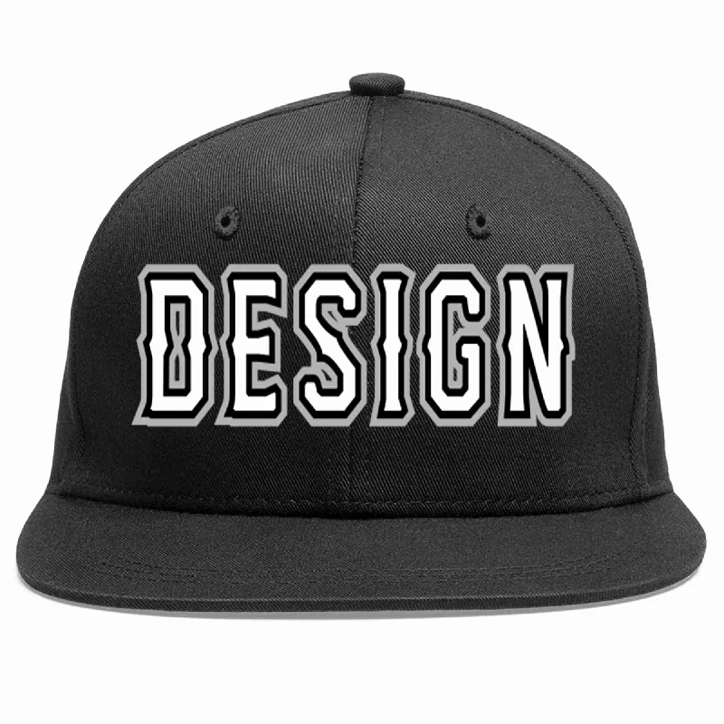 Baseball Cap With Custom Patch-Custom Black White-Black Flat Eaves Sport Baseball Cap Design for Men/Women/Youth