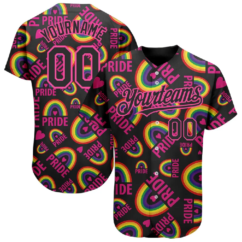 Baseball Jersey With Logo Branding-Custom Rainbow For Pride Month Love Is Love LGBT 3D Authentic Baseball Jersey