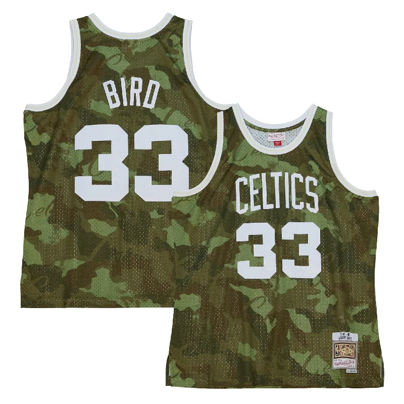 Basketball Jersey For Special Event Merchandise-Larry Bird Boston Celtics Hardwood Classics 1985/86 Ghost Green Swingman Basketball Jersey - Camo