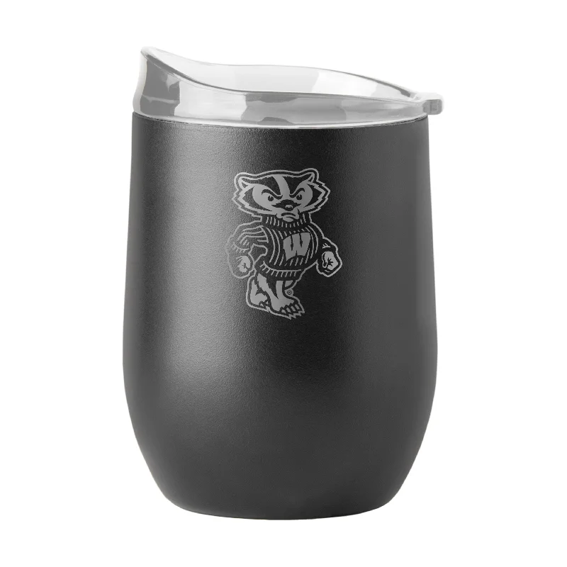 Personalized Team Mug For Game Days-Wisconsin 16oz Black Etch Powder Coat Curved Bev