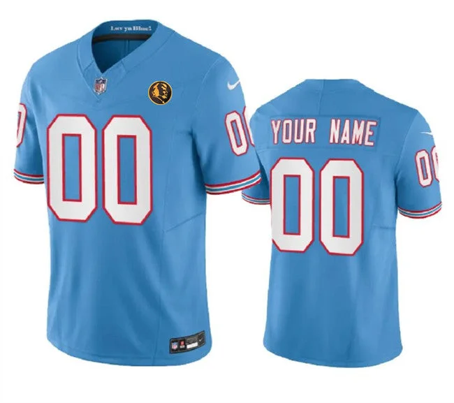 Football Jersey For Team Apparel Collections-Men's Tennessee Titans Active Player Custom Blue 2023 F.U.S.E. Throwback With John Madden Patch Vapor Limited Football Stitched Jersey