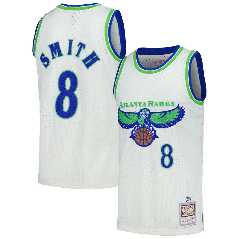 Basketball Jersey For Tournament Apparel-Steve Smith Atlanta Hawks Chainstitch Swingman Basketball Jersey - Cream